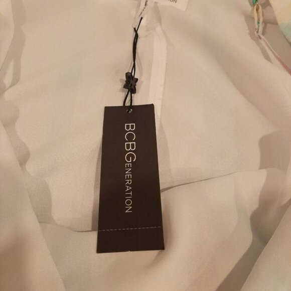 NEW BCBGeneration Tiered Ruffle Dress Womens Size Small Multi Striped Sleeveless - Picture 15 of 16